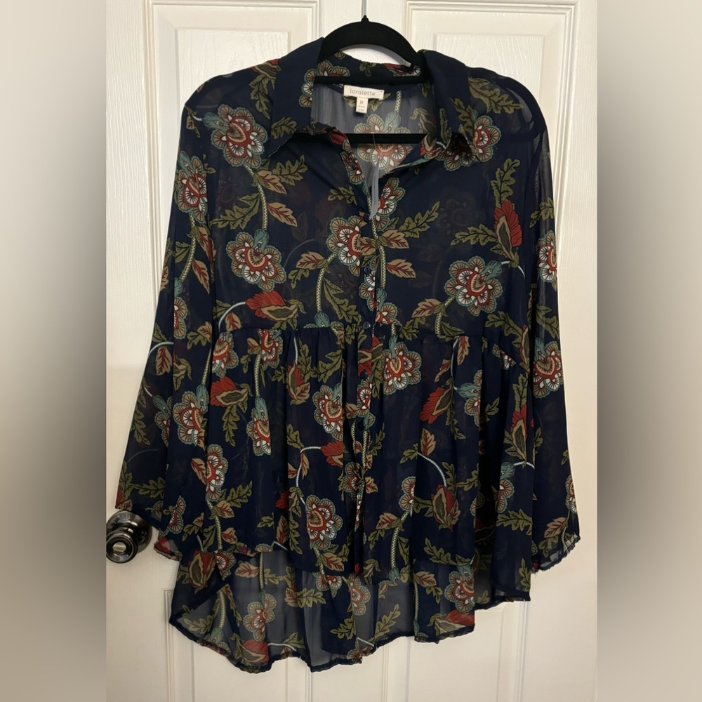 NWT sheer button up blouse, size 2X